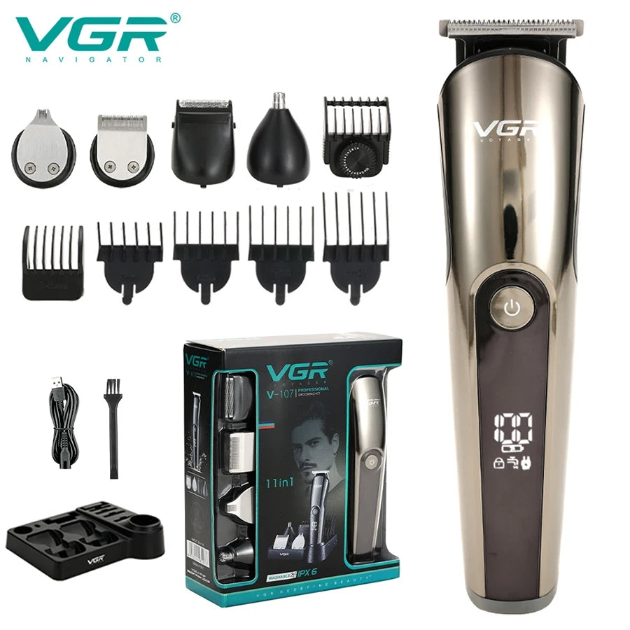 V-107 / VGR Professional Grooming set 11 in 1 Grooming / 11 in 1 / BLACK