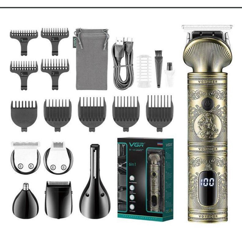 V-109 / VGR Professional Mens Beard Grooming 6 in 1 Grooming / 6 in 1 / BLACK