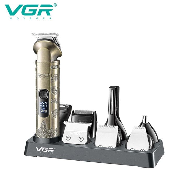 V-110 / VGR Professional Mens Beard Grooming 8 in 1 Grooming / 8 in 1 / BLACK