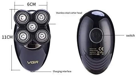 V-302 / VGR Fully Washable rotary  Shaver 4 in 1 shaver / 4 in 1 / BLACK