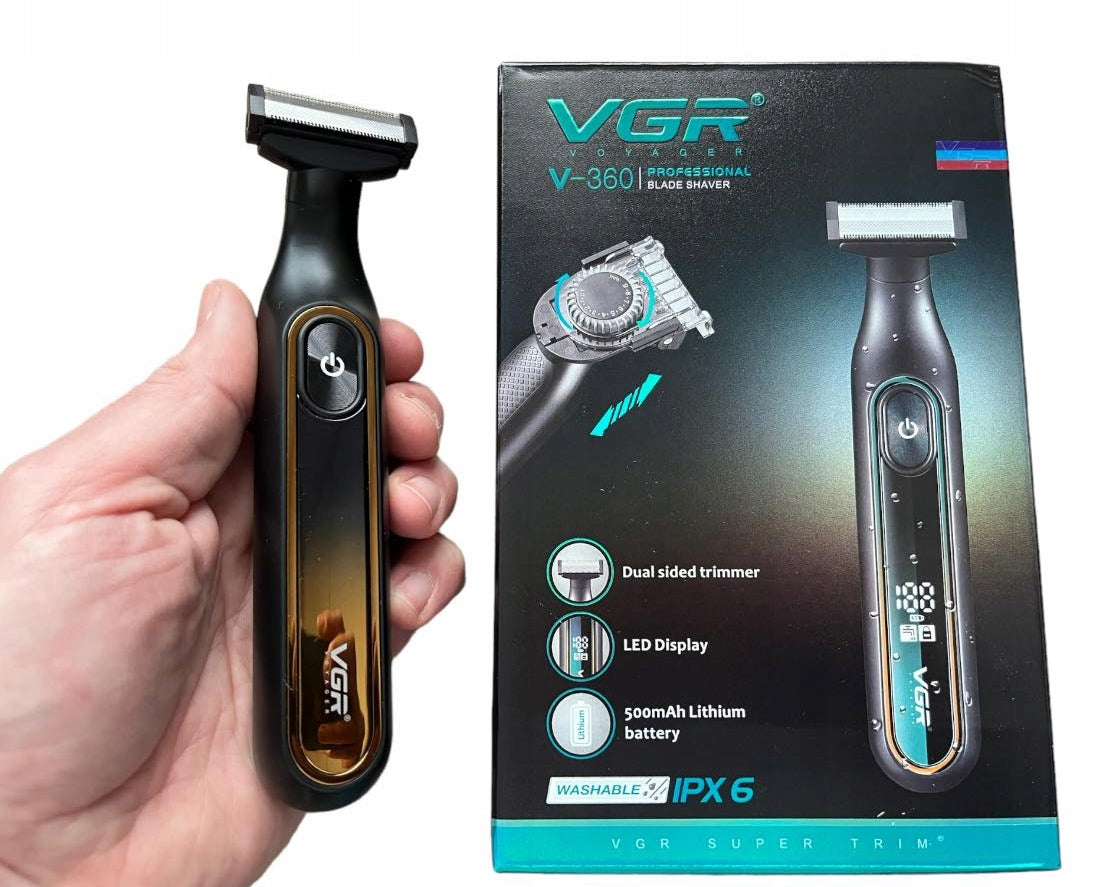 V-360 / VGR Full Body Washable Blade shaver shaver / Wet & Dry / BLACK