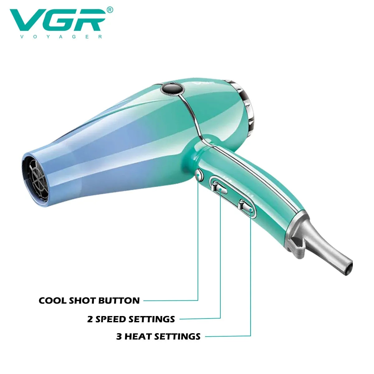 V-452 / VGR Hair dryer 2200watt AC Motor hair Dryer / 2200 watt / BLACK