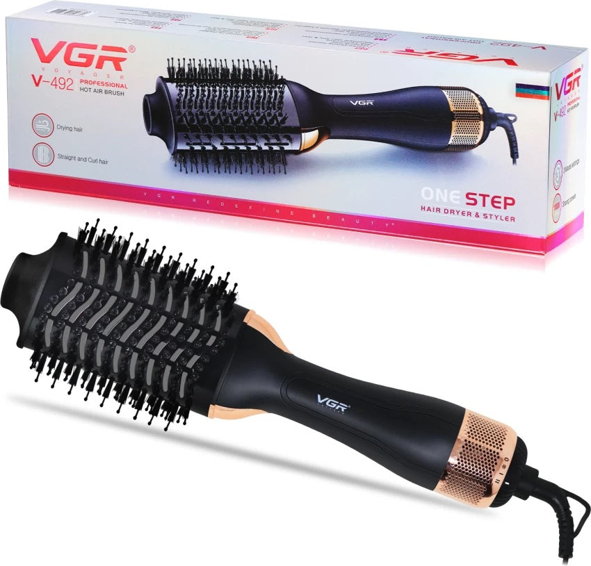 V-492 / VGR Professional Hot Air Brush 1000watt Straightener / 1000 watt / BLACK