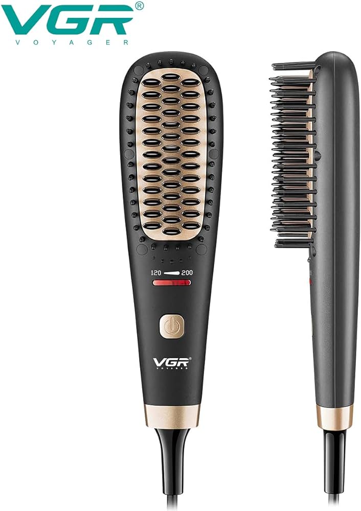 V-568 / VGR Ionic Hair Straightener Brush with 5  Settings Ceramic Heating Straightener / 360 c / BLACK