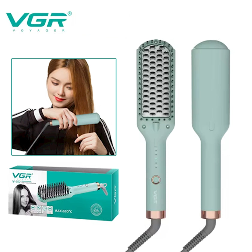 V-592 / VGR Ionic Hair Straightener Brush with 5  Settings Ceramic Heating Straightener / 230 c / BLACK