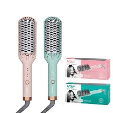 V-592 / VGR Ionic Hair Straightener Brush with 5  Settings Ceramic Heating Straightener / 230 c / BLACK