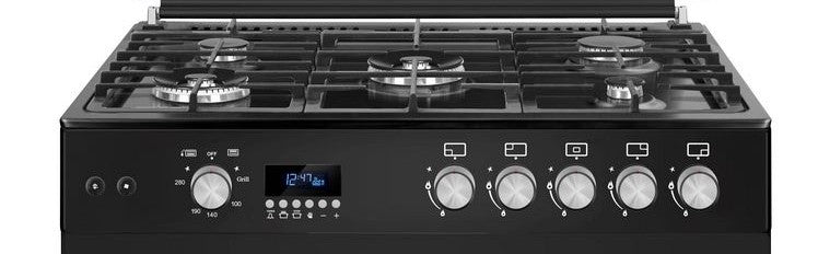 Ferre Gas Oven Full Safety, Digital Timer, 2Fan, 90*60 Cm, 2Turbo, 3Normal Burners, Black Ferre Gas Oven Full Safety, Digital Timer, 2Fan, 90*60 Cm, 2Turbo, 3Normal Burners, Black