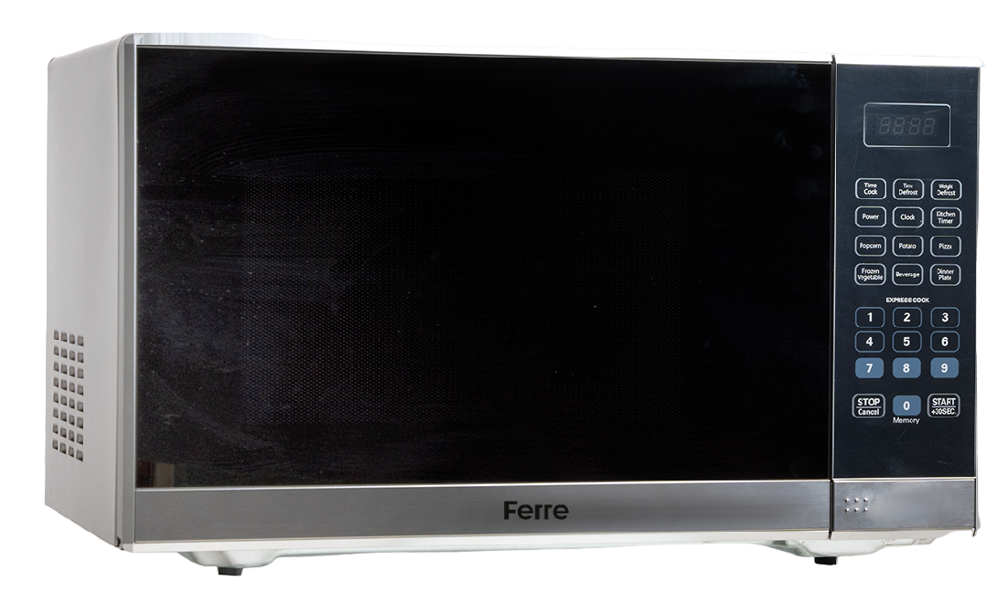 Ferre Microwave Finished Glass, 40Lit, Silver Strip with Black Ferre Microwave Finished Glass, 40Lit, Silver Strip with Black