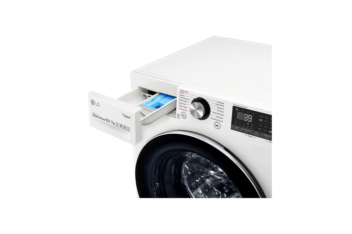LG Front Load Washer & Dryer Machine A, 10.5KG Wash & 7KG Dryer, 1400RPM, White