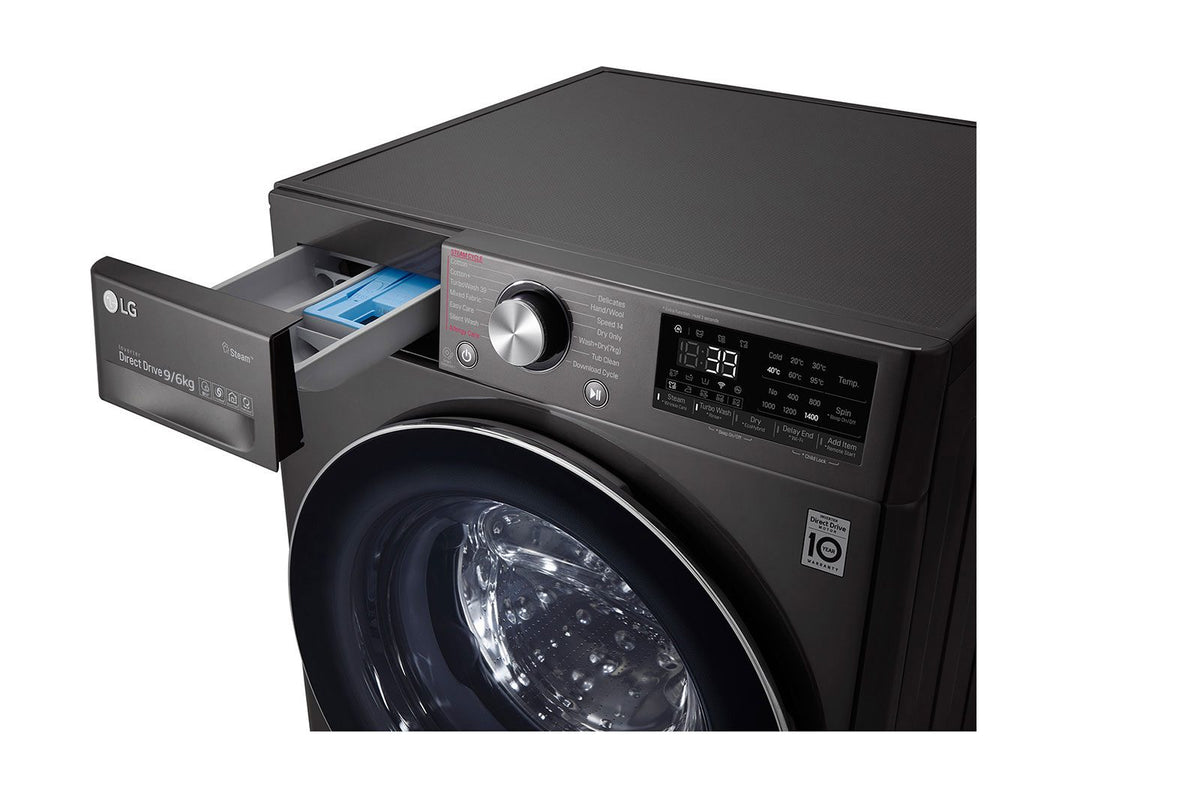 LG Front Load Washer & Dryer Machine A, 9KG Wash & 6KG Dryer, 1400RPM, Black Steel