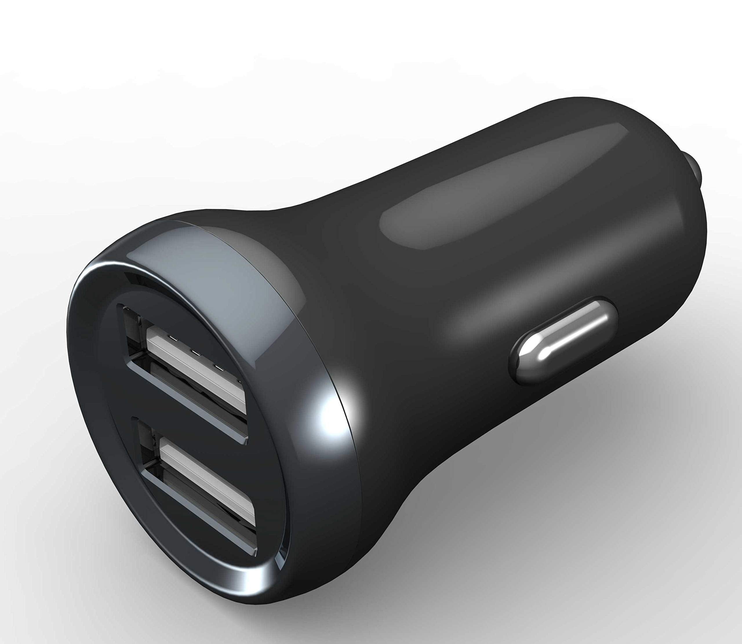 PD-M8J622M-BK/Porodo Dual USB Car Charger  Porodo Dual USB Car Charger 3.4A with 1.2m/4ft Micro USB PORODO / Connectivity