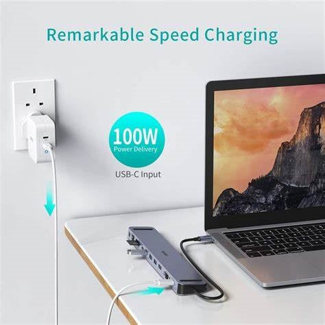 HUB-M20/Choetech Material: Aluminum shell  Interface: USB C TO USB3.0*3 + USB-C 3.0 + USB-C PD(100W) USB-C / Black / N/A