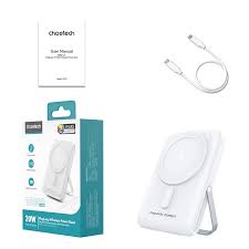 CHOETECH Power Bank 10,000 Mah, Magnetic with Stand, White CHOETECH Power Bank 10,000 Mah, Magnetic with Stand, White