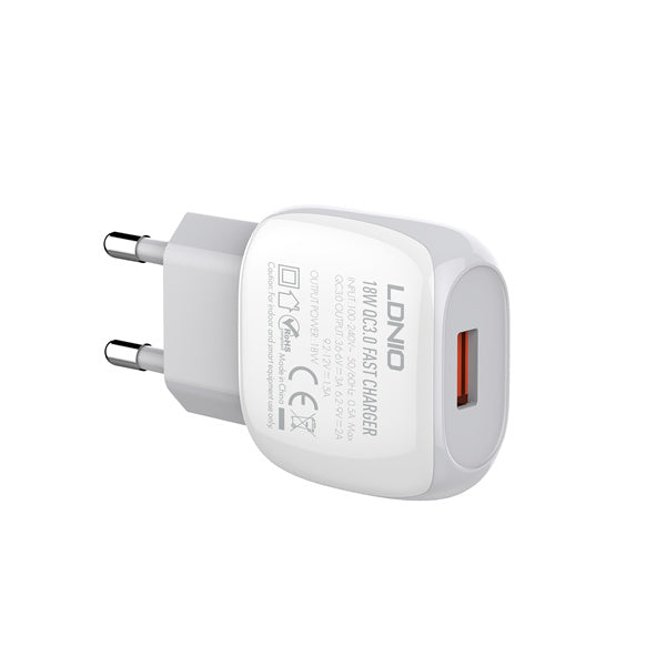 Ldnio Wall Charger QC3.0, 1USB Port, 18Watts, White