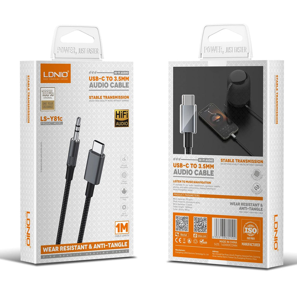 Ldnio Audio Chip Cable to Type-C, Black Ldnio Audio Chip Cable to Type-C, Black