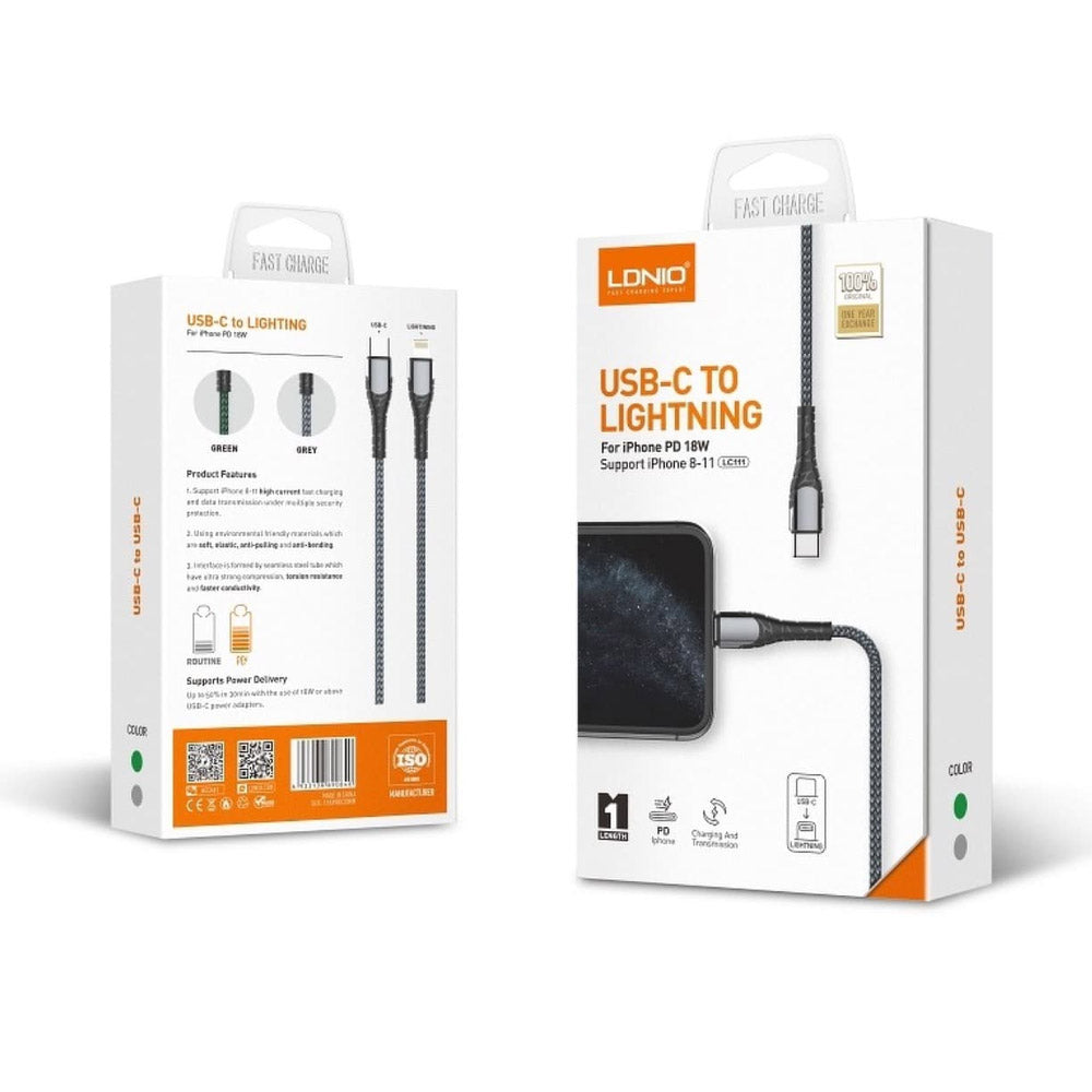 Ldnio Cable Fast Charger, Type-C to Lightning, 1Mm, 18Watts