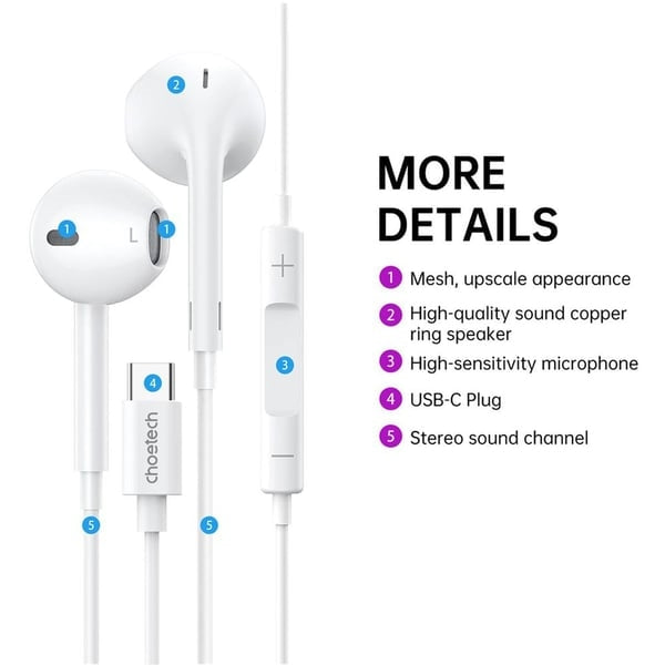 OC-A012/Choetech A012 Wired In-Ear Headphone White WHITE