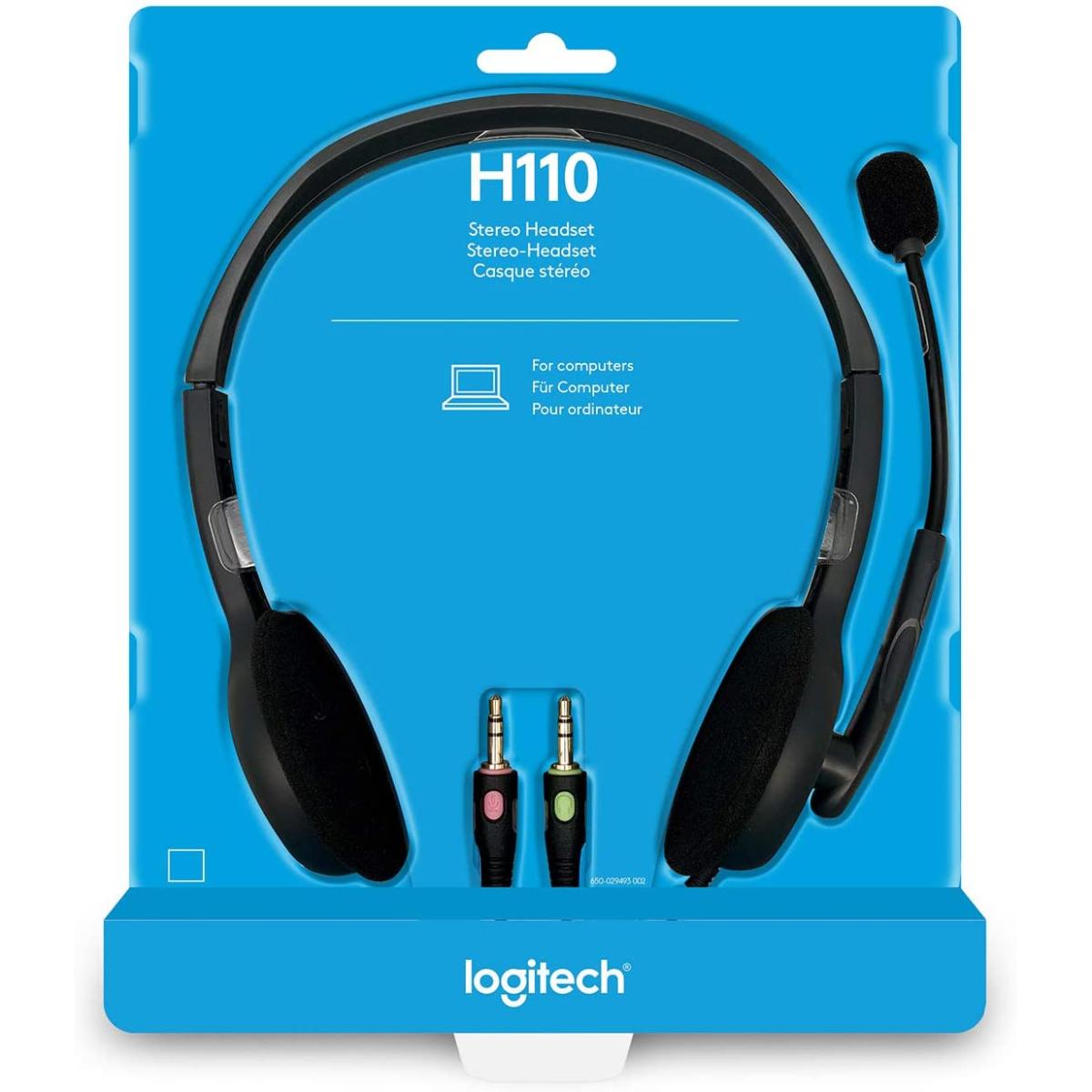 H110 /Logitech  Headset - H110/Microphone Type: Bi-directional Analog connection with 3.5mm audio in HEADPHONE / Black / Wired