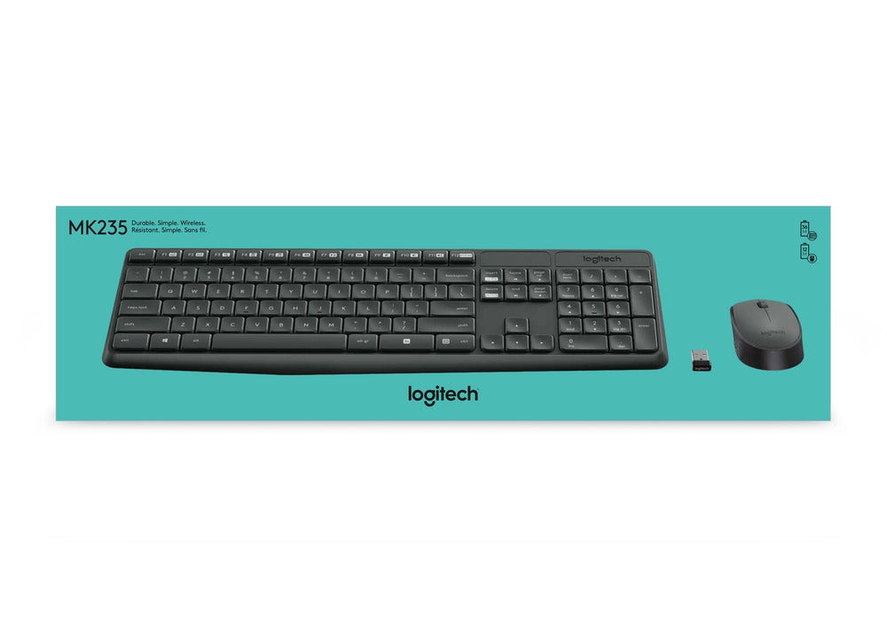 MK235/Logitech   Keyboard and Mouse Combo Wireless - MK235/Spill-resistant design 5 10-Key Number pa Keyboard / Black / WIRELESS