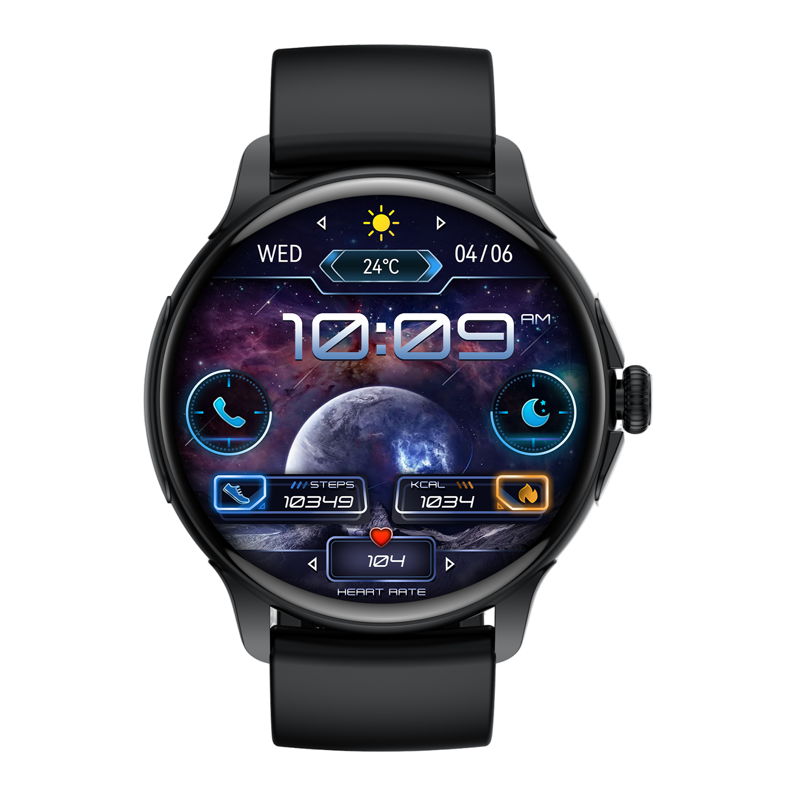 Smartwatch with a detailed display on a white background