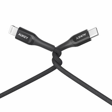 CB-AKL3/AuKey  MFI 18W USB C To Lightning Kevlar Cable - 1.2 Meter BLACK Cable / Black / N/A