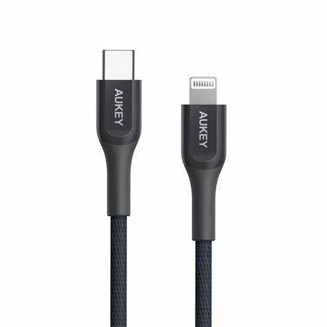 CB-AKL3/AuKey  MFI 18W USB C To Lightning Kevlar Cable - 1.2 Meter BLACK Cable / Black / N/A