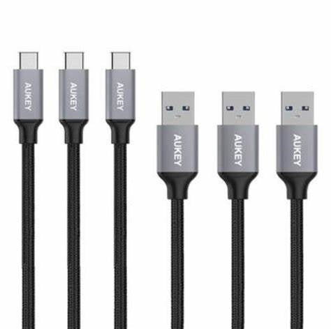 CB-CMD1/Aukey  1M USB A To USB C Quick Charge 3.0 Durable Braided Nylon Cable (3 Pack) BLACK Cable / Black / N/A