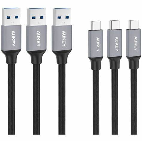 CB-CMD1/Aukey  1M USB A To USB C Quick Charge 3.0 Durable Braided Nylon Cable (3 Pack) BLACK Cable / Black / N/A