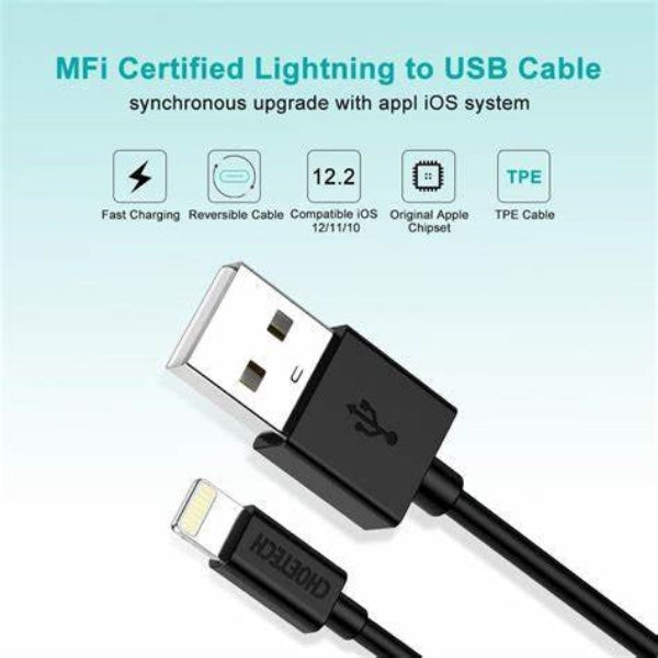 Choetech Data Cable, Usb to Lightening, 1.8M, Black Choetech Data Cable, Usb to Lightening, 1.8M, Black