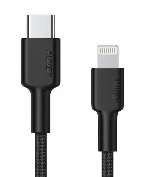 CB-CL1/Aukey  Impulse MFI Braided Nylon USB C To Lightning Cable - 1.2 Meter BLACK Cable / Black / N/A