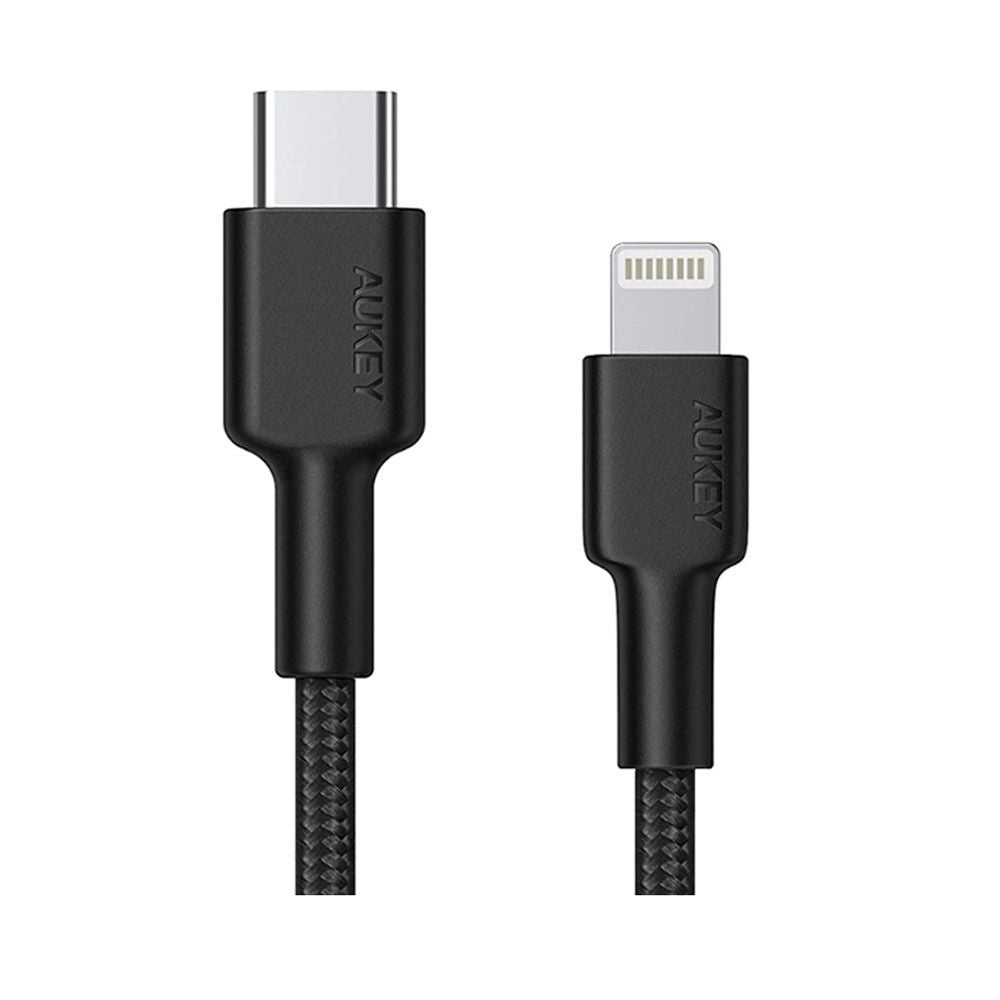 Aukey Mfi Braided Nylon Usb C To Lightning Cable - 2 Meter Black Aukey Mfi Braided Nylon Usb C To Lightning Cable - 2 Meter Black