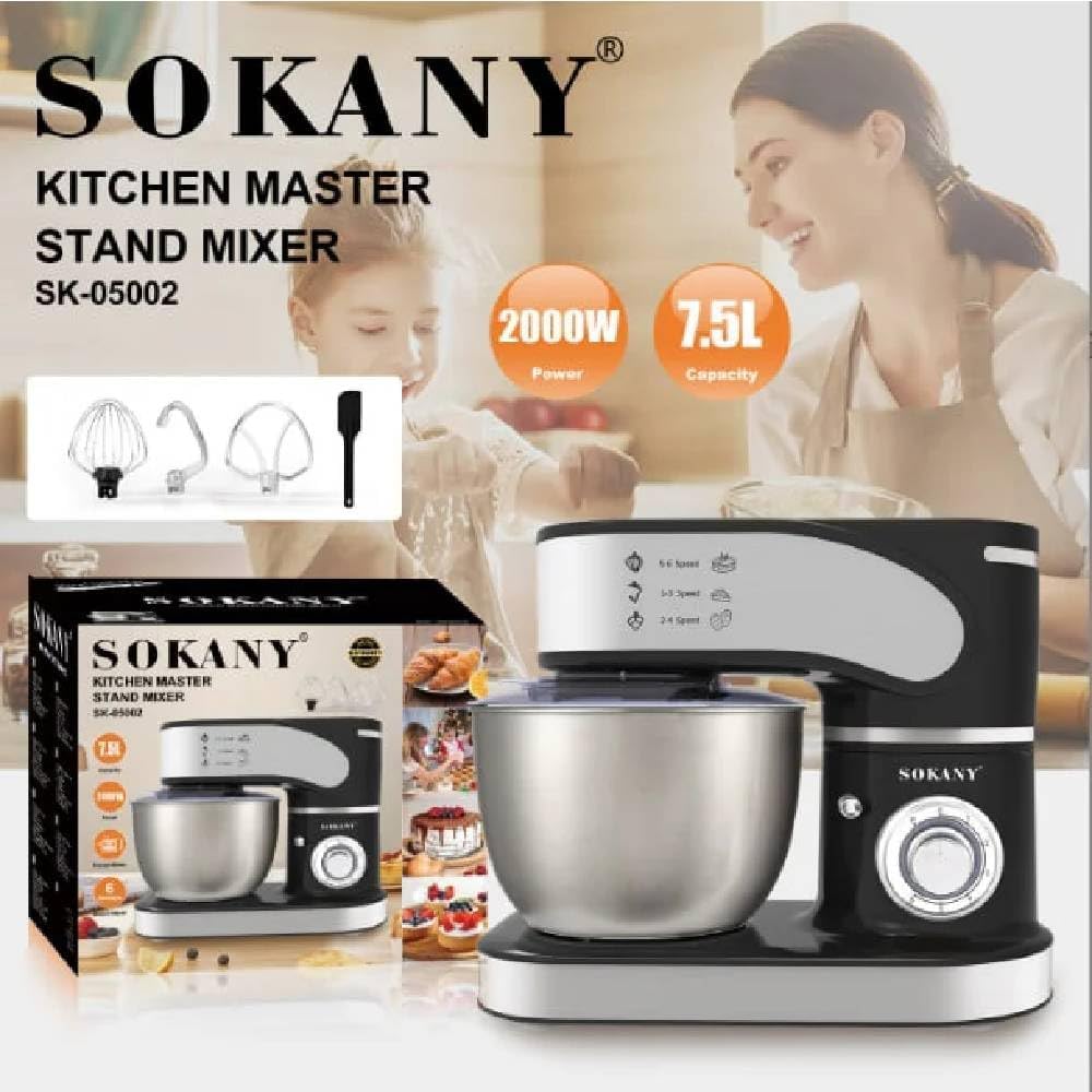 Sokany Stand Mixer, 2000Watts, 7.5Lit, Stainless Steel