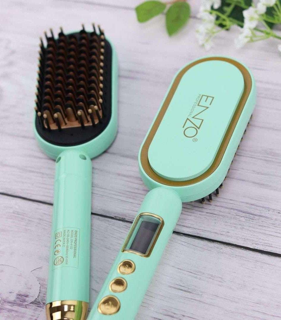 Enzo Hair Straightener Brush Green