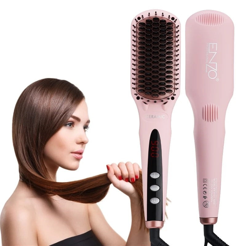 Enzo Hair Straightener Brush Multi Color