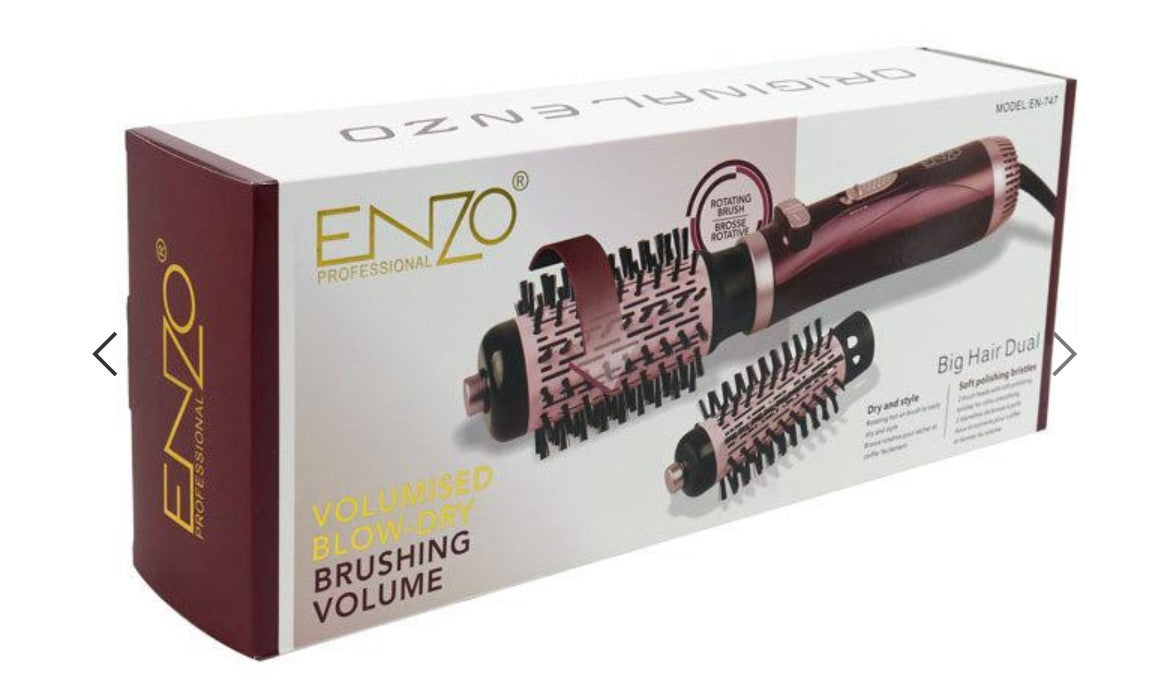 en-747 / Enzo Rotating Hot Air Brush Brosse chauffante rotative 1000 watt pink