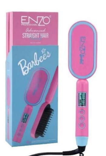 Enzo Hair Straightener Brush, Pink