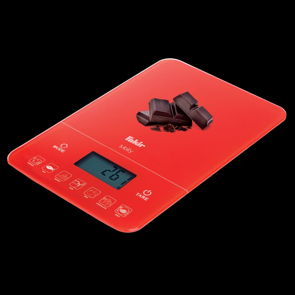 MOLLY RED / Fakir Digital Kitchen Scale,Red, weight and volume measurement g/lb/oz/ml YES / RED