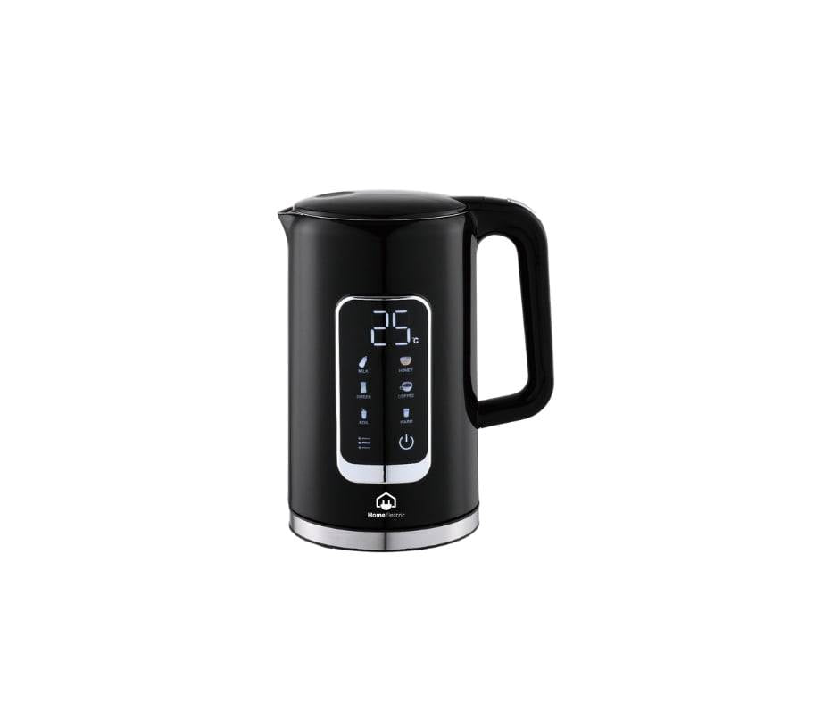 Home Electric Kettle Digital Glass With Stainless 1.7 L 2200 W Black And Silver E Home Electric Kettle Digital Glass With Stainless 1.7 L 2200 W Black And Silver E