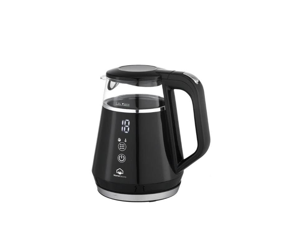 KK-552 / Home electric Kettle Digital , Glass with stainless , 1 L , 1100 W, Black and silver, Elect