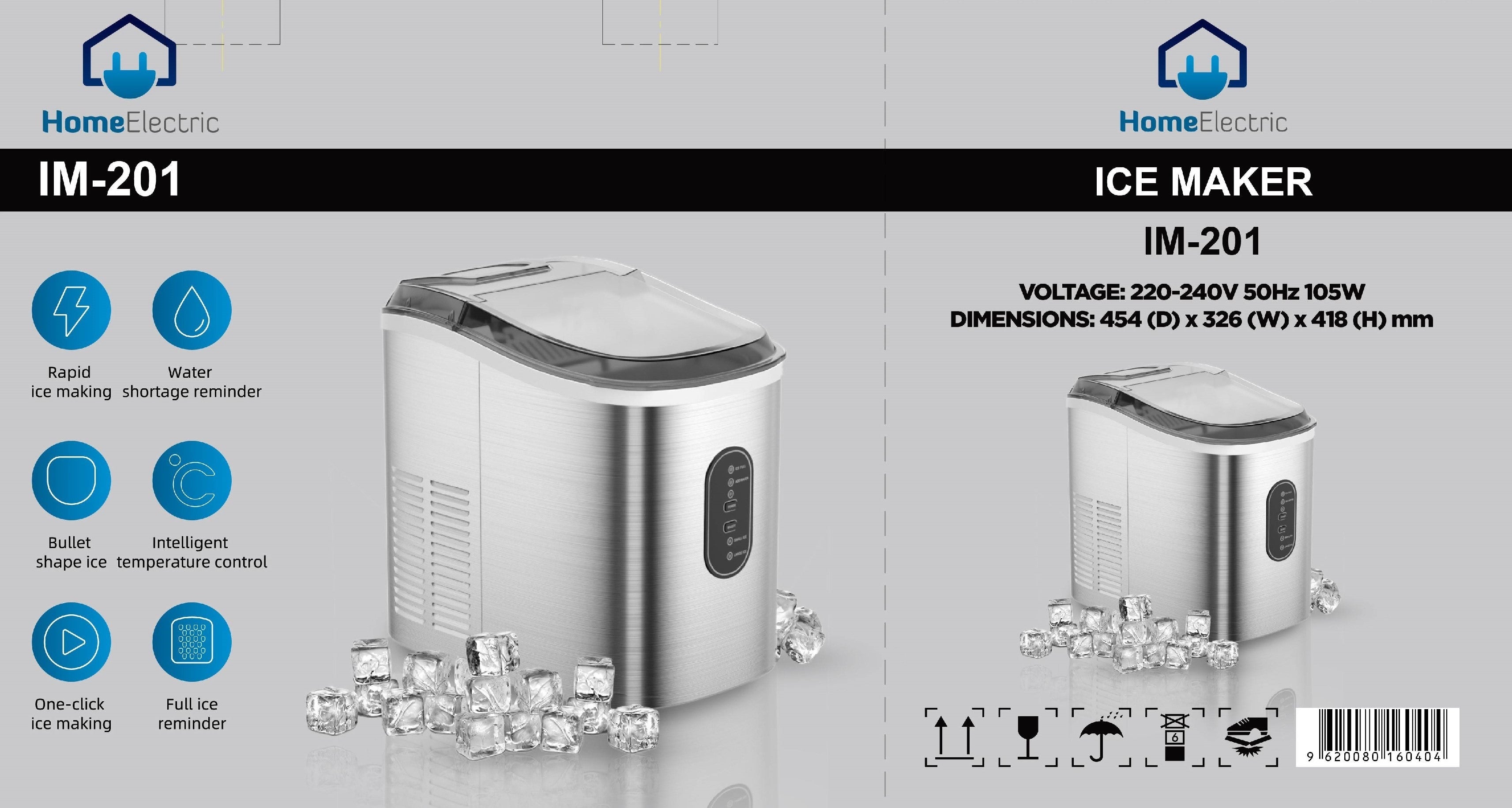 IM-201 / Home electric Ice Maker Silver 105 W Rapid Ice Making , Water Shortage Reminder ,Full Ice R