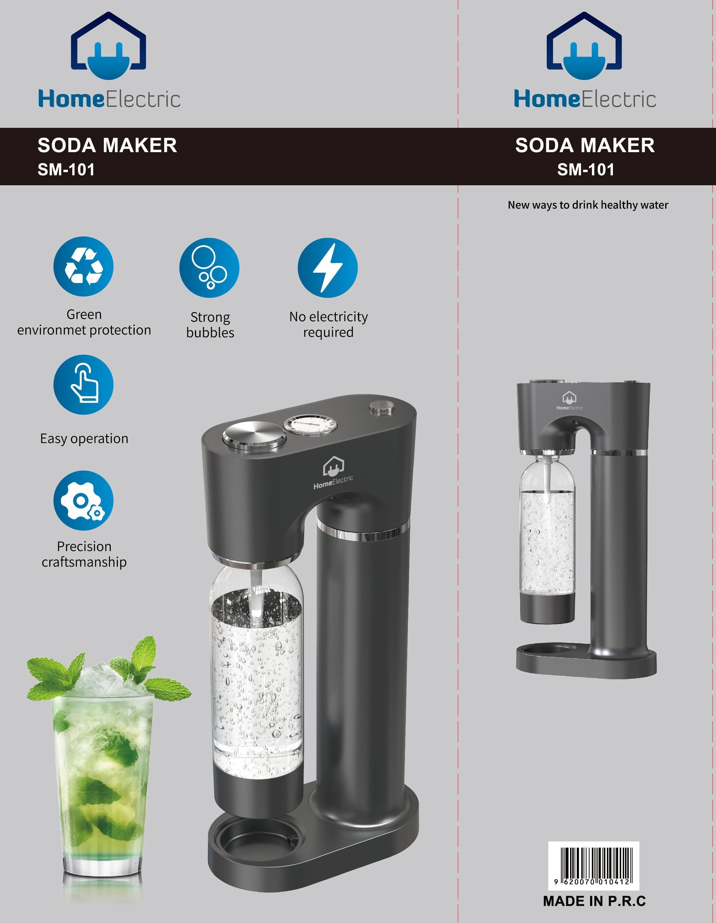 SM-101 / Home electric Soda Maker Silver No Electricity Required , Strong Bubbles , Easy Operation ,