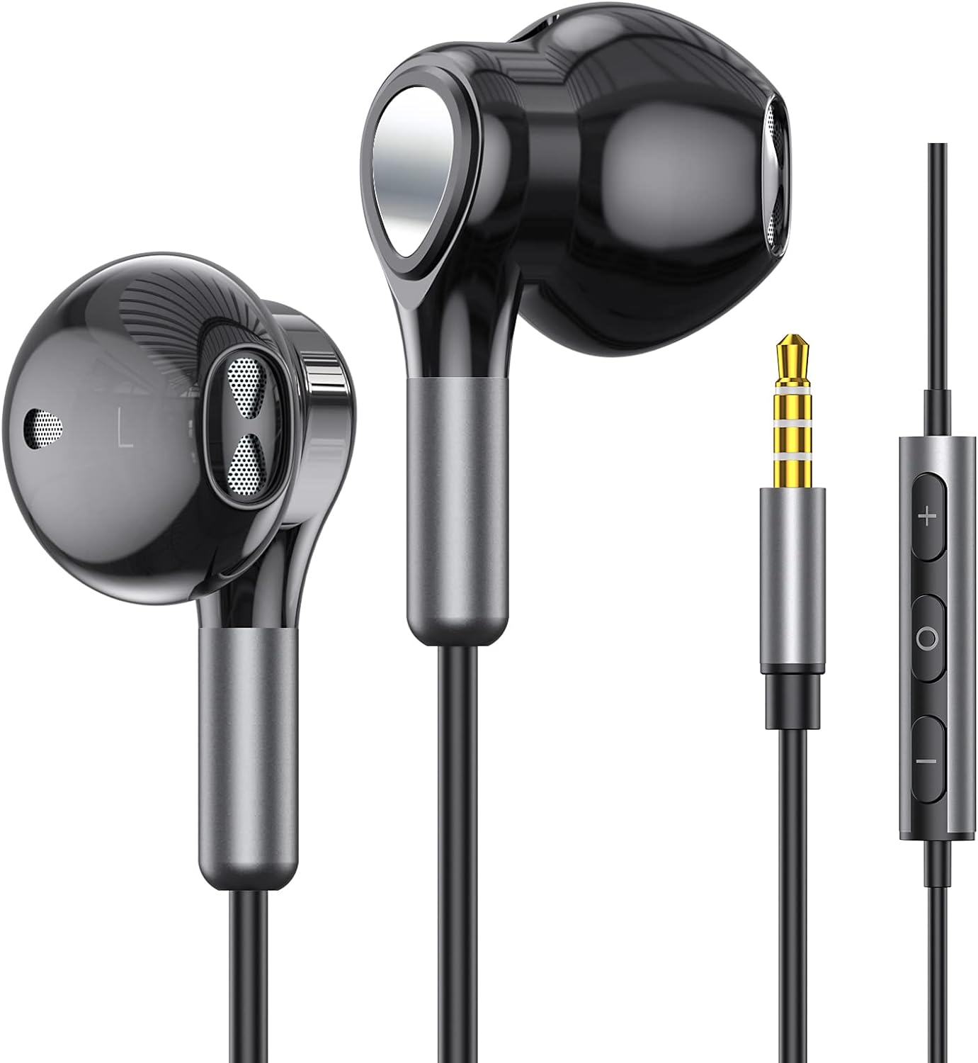 EV183/ELMCOE Basics In-Ear Wired Headphones, Earbuds with Microphone In-Ear / Black / Wired