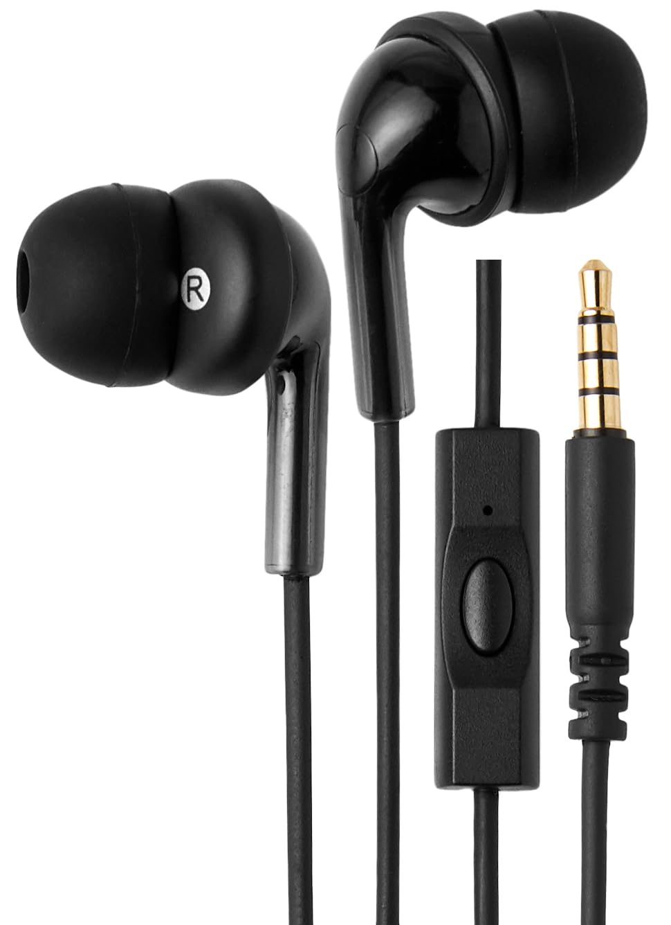 EV166/ELMCOE Basics In-Ear Wired Headphones, Earbuds with Microphone In-Ear / Black / Wired