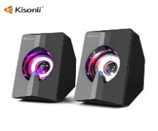 L-8080/Kisonli USB MINI Speaker Gaming WITH LED LIGHT ,1.TWO sound channel desktop speaker, Speaker Gaming / Black / Wired