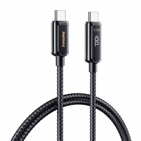 RC-128i/REMAX REMINE Series 100W Zinc Alloy Braided Data Cable with Digital Display  (type C-Lightni Cable / Black / N/A