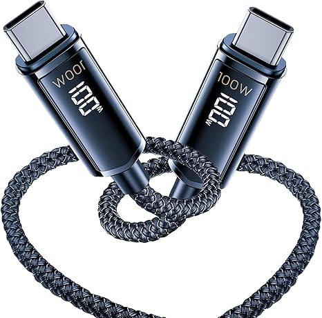 RC-128i/REMAX REMINE Series 100W Zinc Alloy Braided Data Cable with Digital Display  (type C-Lightni Cable / Black / N/A