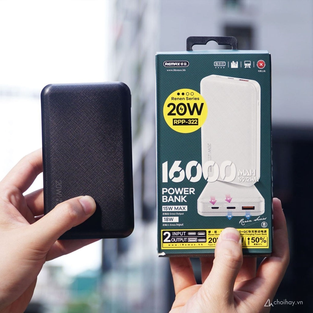 RPP-322/Power Bank 16000mAh PD 20W/QC 18W Power Bank / Black / N/A