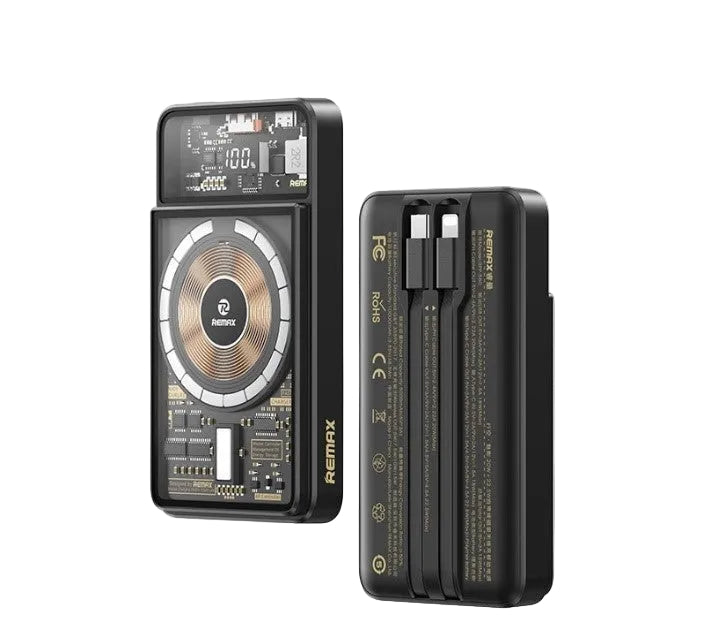 Remax Power Bank Walking Phantom, 10000Mah, 20W & 22.5W, Cabled Magnetic Wireless
