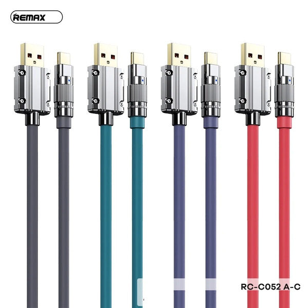 RC-C052/REMAX WEFON SERIES 66W ALL-COMPATIBLE ZINC-ALLOY ELASTIC DATA CABLE WITH LIGHT (USBA-type c) Cable / Black / N/A