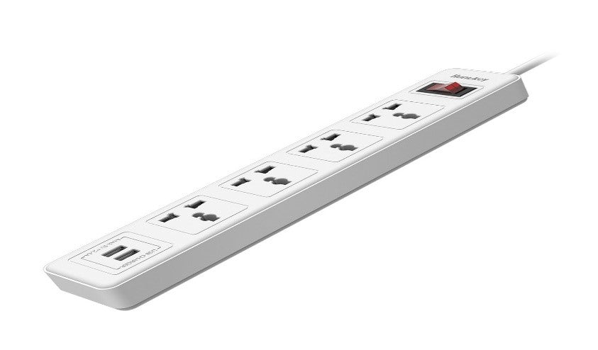 SSZ507/HUNTKEY Power Strip 4 Socket & 2 USB Ports 2.4A SOCKETS / Black